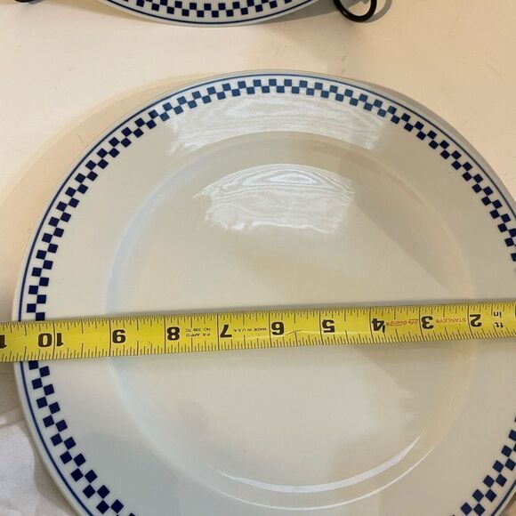 Tognana Blue Check Dinner Plate 10.9" White Italian Porcelain Geometric 2 Pieces - Picture 7 of 7